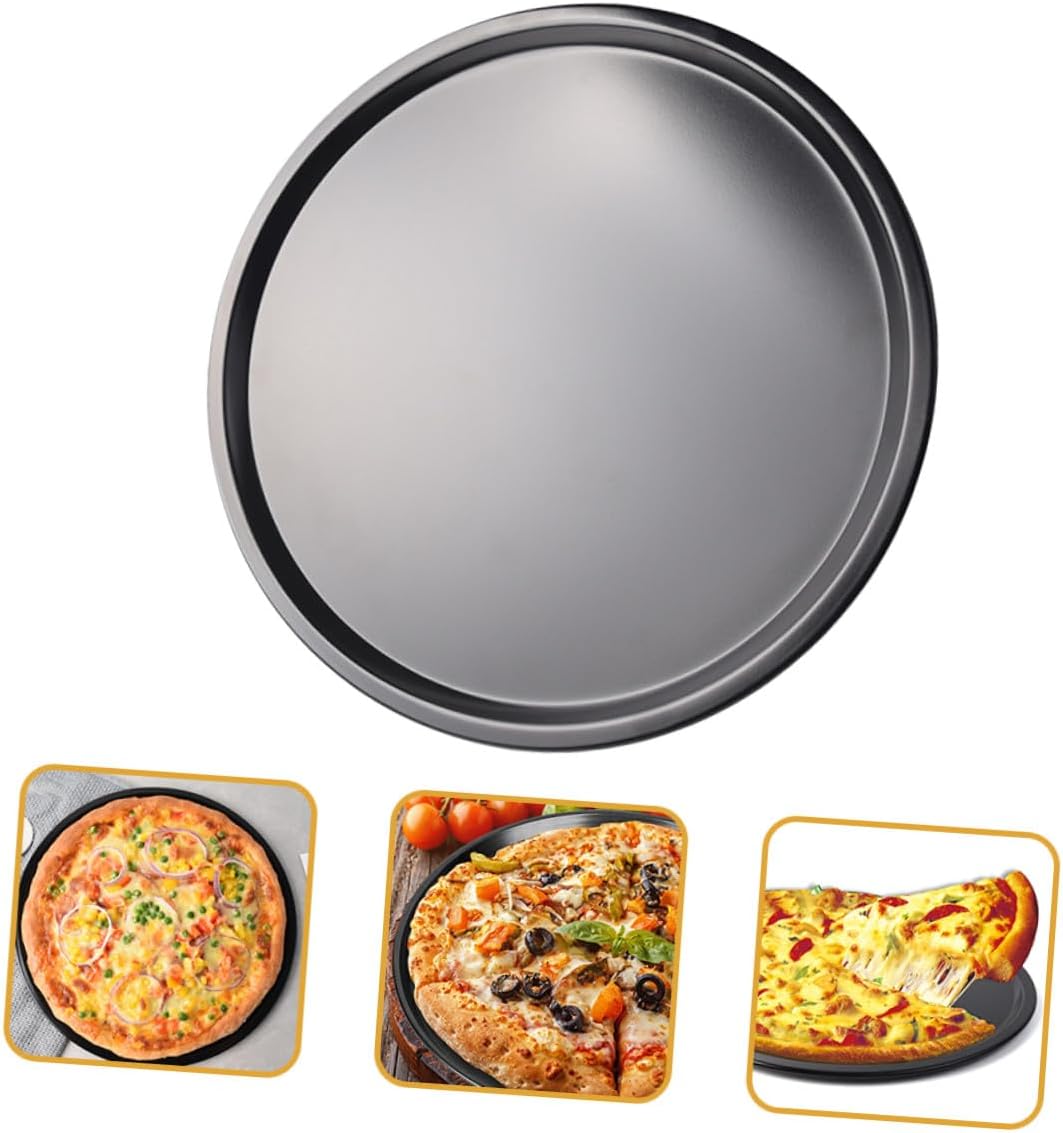 2pcs Carbon Steel Non-stick Round Pizza Pan for Oven Baking Pizza Baking Tray Multipurpose Bakeware Cake Cookie Biscuit and Easy-clean Cookware
