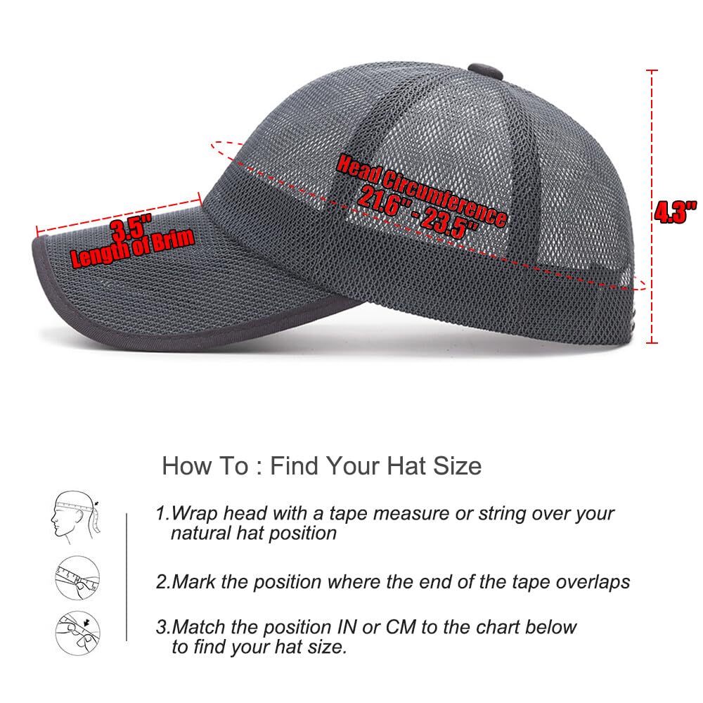Cappellino da Baseball Unisex in Rete Integrale - Berretto Estivo Asciugatura Rapida Regolabile e Traspirante per Sport all’Aperto
