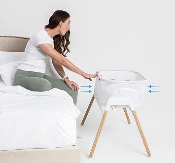Nested Glide N Go, bedside crib, cradle, rocker, travel cot with mattress and carry bag