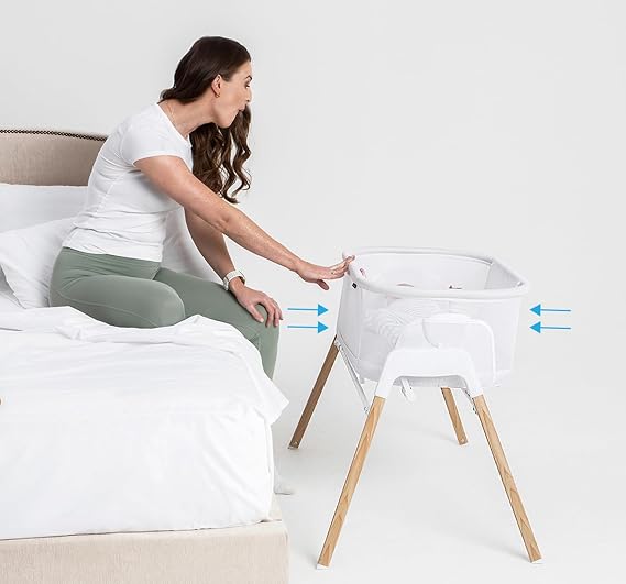 Nested Glide N Go, bedside crib, cradle, rocker, travel cot with mattress and carry bag