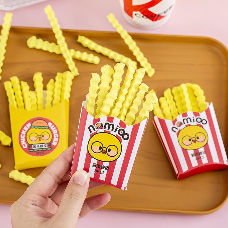 文房具セット　　ポテトちゃん　コンパクト Amazon | かわいい フライドポテト型 消しゴム 8本 箱入り お菓子