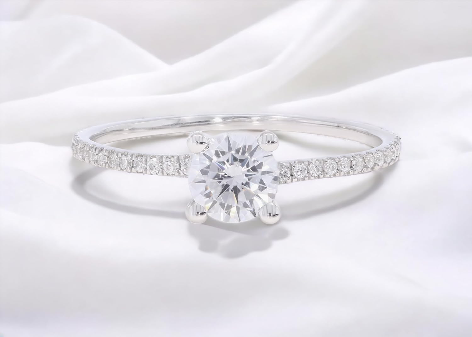 0.80 Carat Round Lab Grown Diamond womens engagement rings F-G Color VS Clarity, Solitaire Ring in 10K 14K 18K Solid Gold