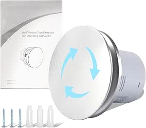Tefola Afzuigventilator, 99 mm, geluidsarm, aluminium, zilver, voor badkamer, ventilatie in badkamer en slaapkamer