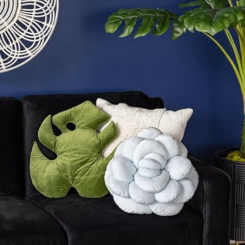 Miniatura 6 de Green Philosophy Co. Almohadas de felpa Monstera Deliciosa con forma de hoja de tierra musgosa para sofá, sala de estar, decoración del hogar,