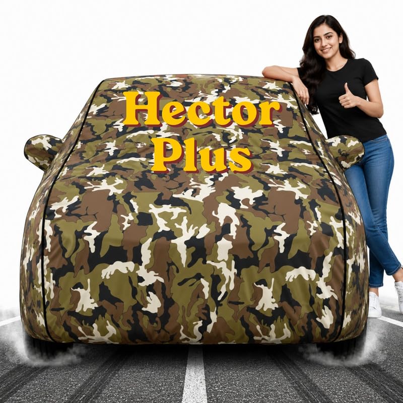 Image of Custom Fit Jungle Print 100% Waterproof Hector Car Cover | Polyester Car Body Covers for Rain & Sun | UV Protection, Dustproof, Scratch Resistant, Windproof, Heat Resistant