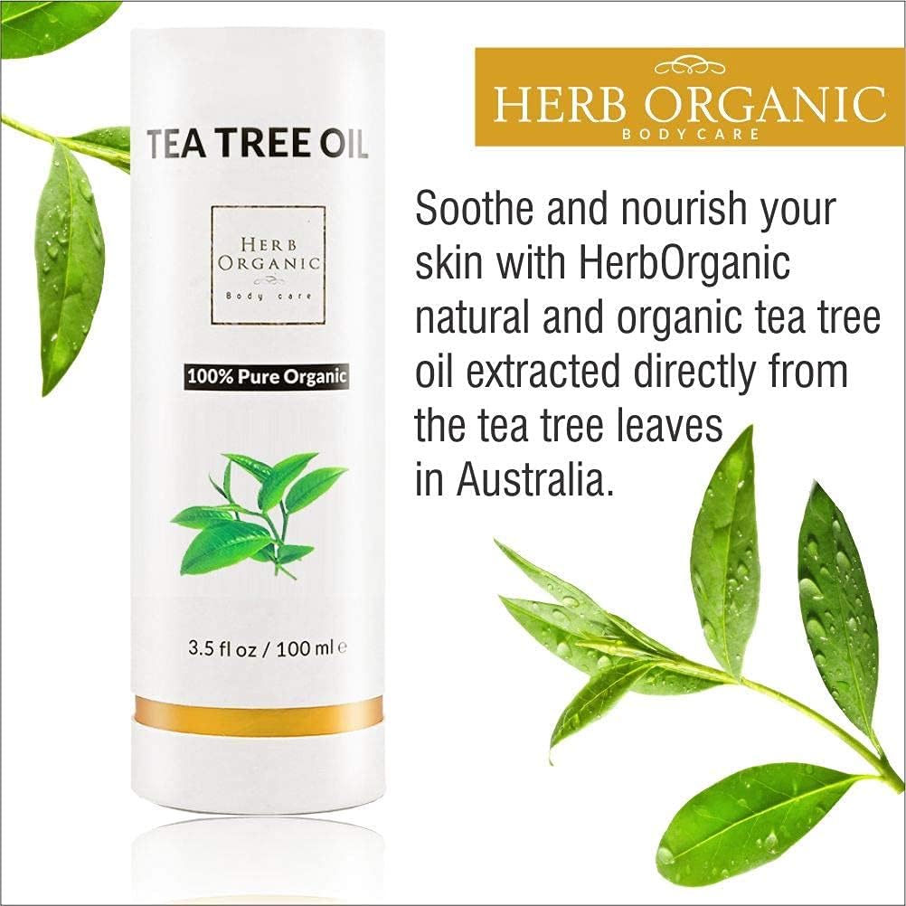 HerbOrganic Anti-Bacterial Tea Tree Oil, 100 ml, Organic, Antiseptic, for Acne and Redness of Skin - Image 4