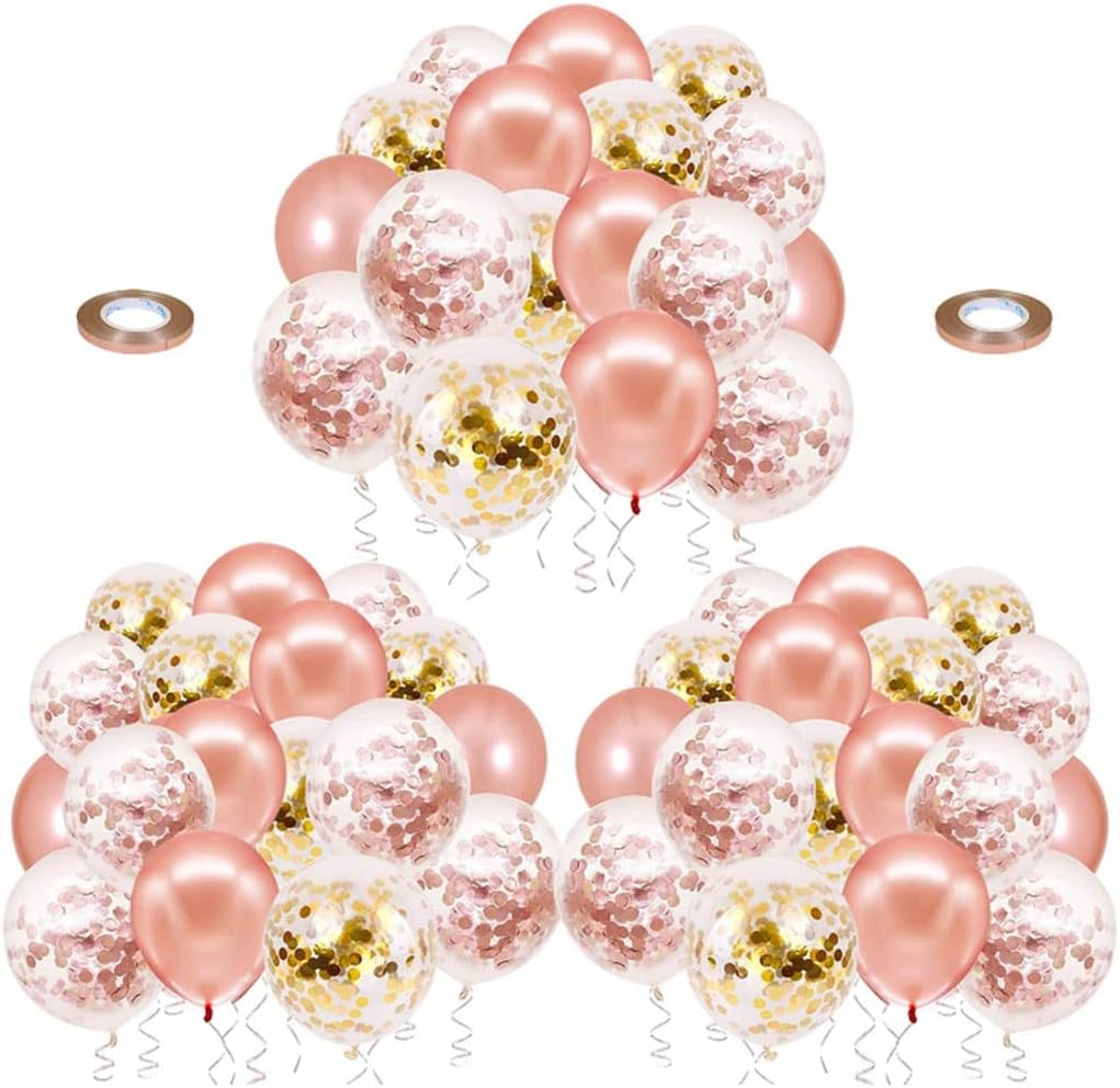 Beauenty 62Pcs Rose Gold Balloons, 12 inch Rose Gold Balloon Garland kit Rose Gold Confetti Balloons Rose Gold Latex Balloons for bridal shower, birthday party decorations
