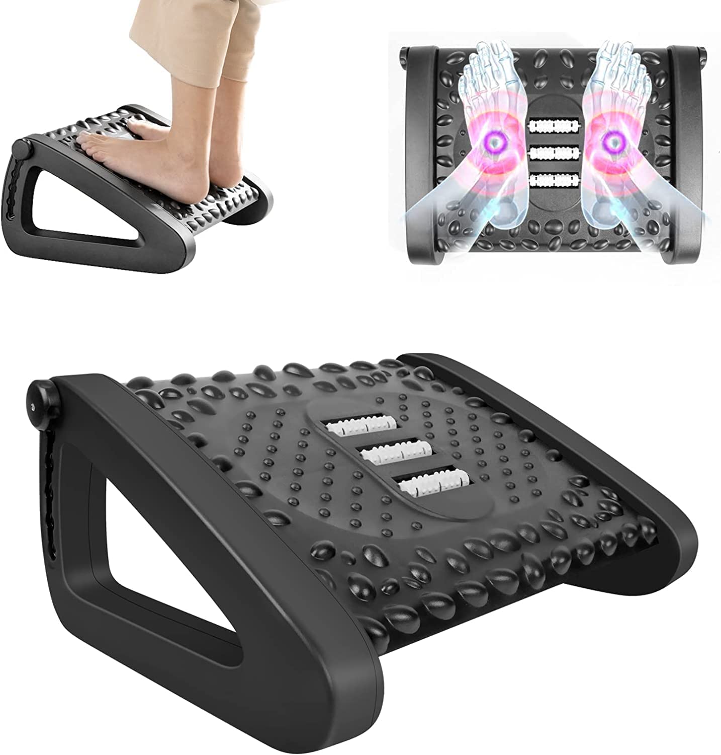 Furat adjustable foot rest, ergonomic desk footrest with massage function, 6 adjustable height footrest non-slip foot stool, leg, knee and back pain, for home/office/travel Furat adjustable foot rest, ergonomic desk footrest with massage function, 6 adjustable height footrest non-slip foot stool, leg, knee and back pain, for home/office/travel