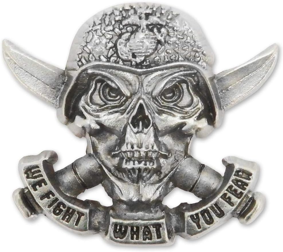 Indiana Metal CraftUSMC Skull with Knives Pewter Marine Pin MADE IN USA