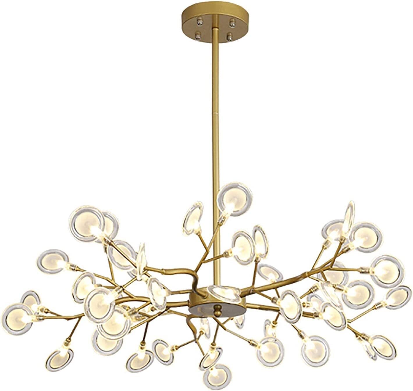LYMSXAZOU Nordic Style Fireflies Chandeliers Led Branch Pendant Light Adjustable Hanging Lamp Ceiling Fixture with Glass Shade for Living Room Restaurant Loft Bar Farmhouse (Color : White Glass,