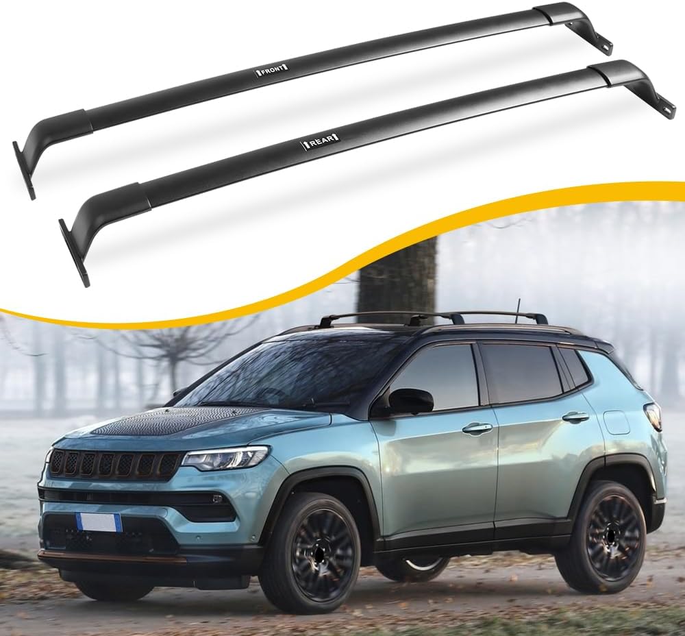 220lbs cross bar roof rack fit for jeep compass 2018-2025 cargo bar carrier crossbar rooftop accessories (with side roof rails) fit for 18+ compass
