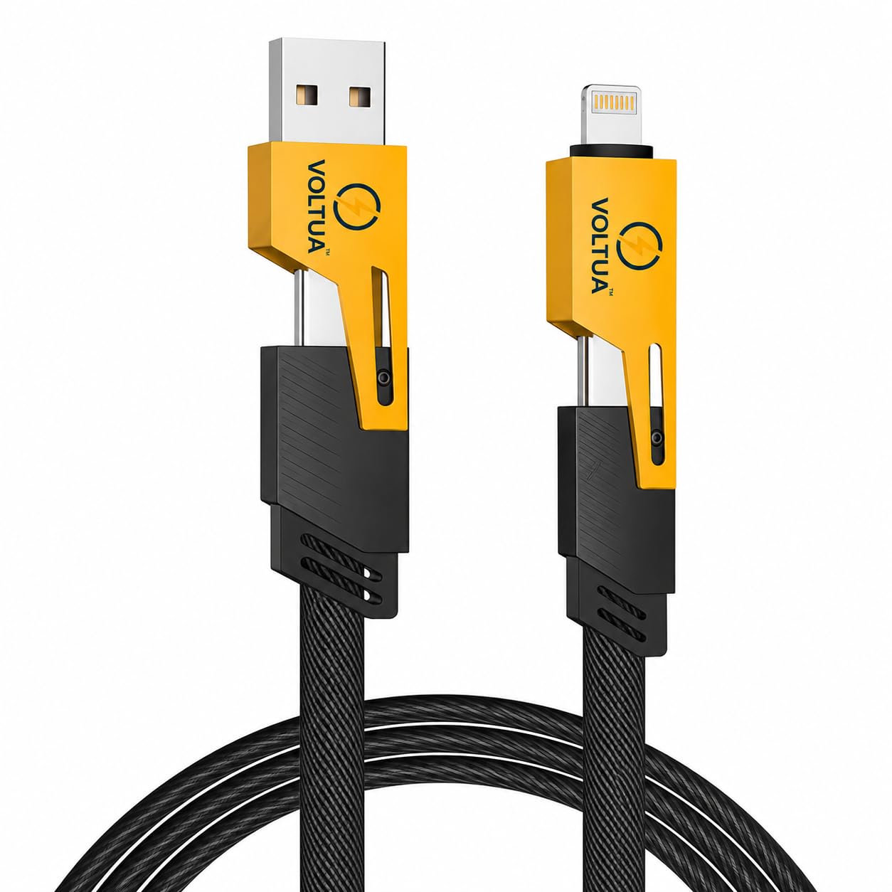 Voltua 4-in-1 65W Fast Charging Cable USB C, Lightning Nylon Braided 1.5m