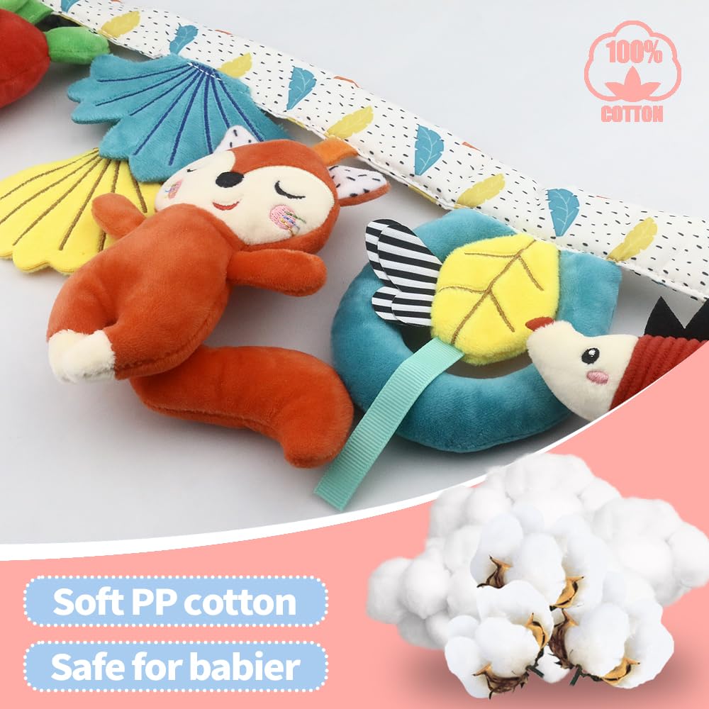caterbee Baby Spielzeugkette für Kinderwagen, Mobile Kette, Hängespielzeug (Fox)