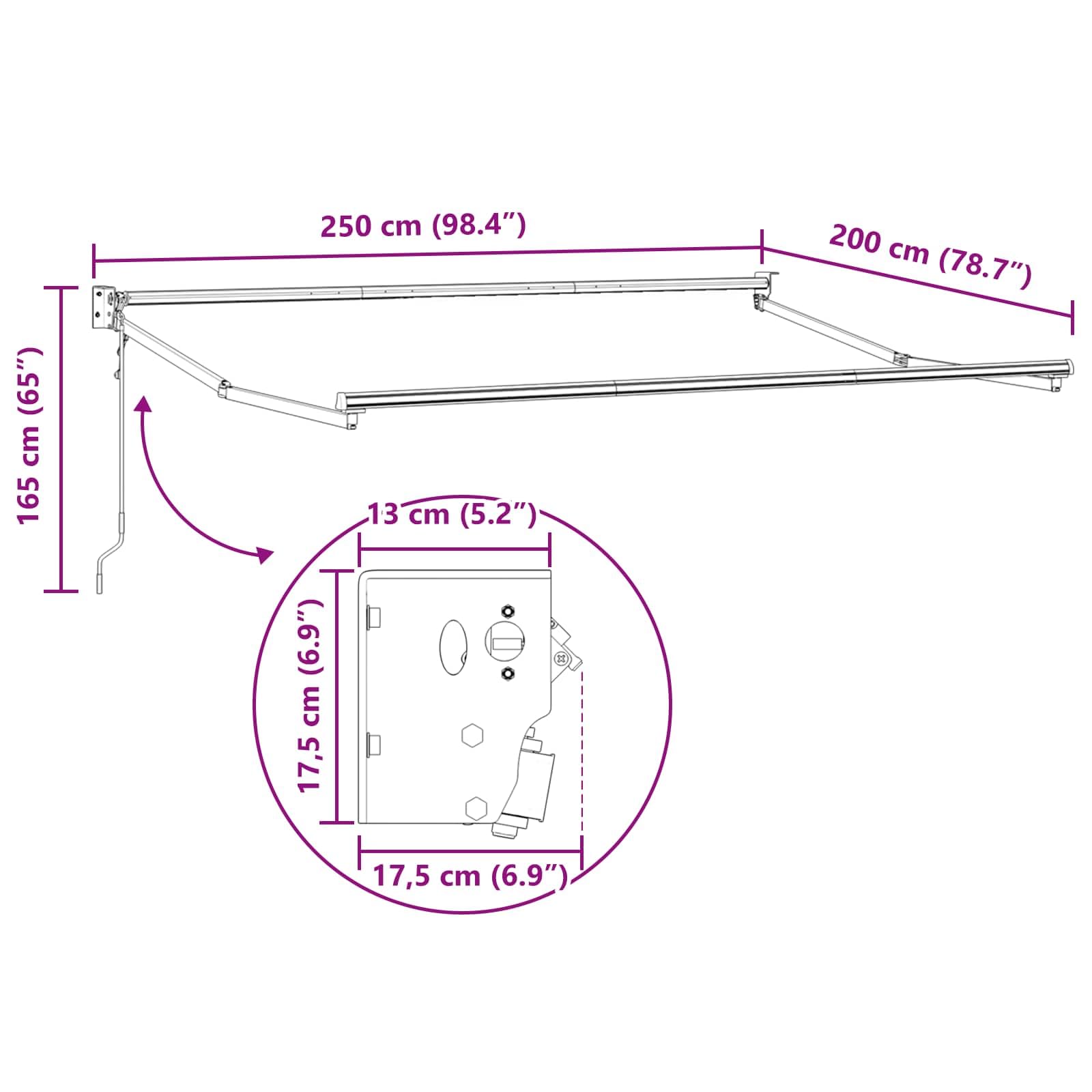 Mangloder Auvent rétractable électrique Gris Clair 2,5 x 2 m avec Toile Polyester, motorisé et Manuel, Protection ombrage extérieur pour terrasse Balcon Jardin Patio