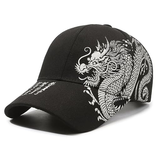 Baseball Cap Dragon Hat for Men Women, Fashion Adjustable Chinese Dragon Baseball Hat Casual Trucker Hats Sun Visor Caps