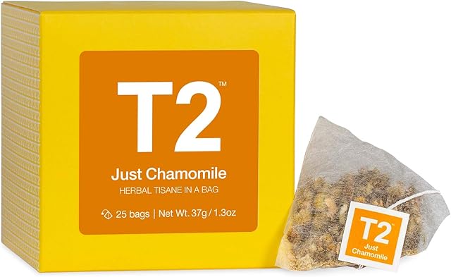 T2 Tea Just Chamomile Herbal Teabags in Box, Chamomile, 25 Count