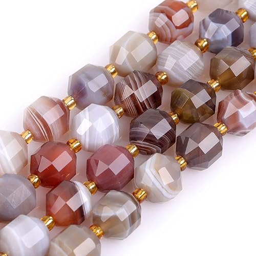 Miniatura 1 de JOE FOREMAN Cuentas de ágata de ónix de 0.394in con facetas a mano de color gris genuino de Botswana Sardonyx de piedra natural para hacer joyas,