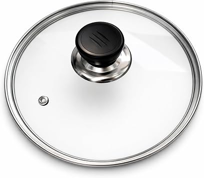 8 Inch Glass Lid for Frying Pan Tempered Transparent Pot Lid with Stainless Steel Rim & Heat-Resistant Handle, Fits 8 Skillet, Pan, Wok Durable See-Through Cookware Cove