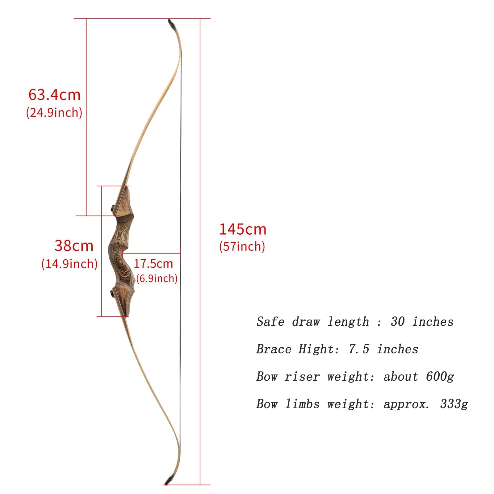 Set arco ricurvo e freccia Takedown 20-60 Ibs Kit arco tiro con l'arco adatto per adulti principianti ad avanzati all'aperto pratica di targeting e la caccia