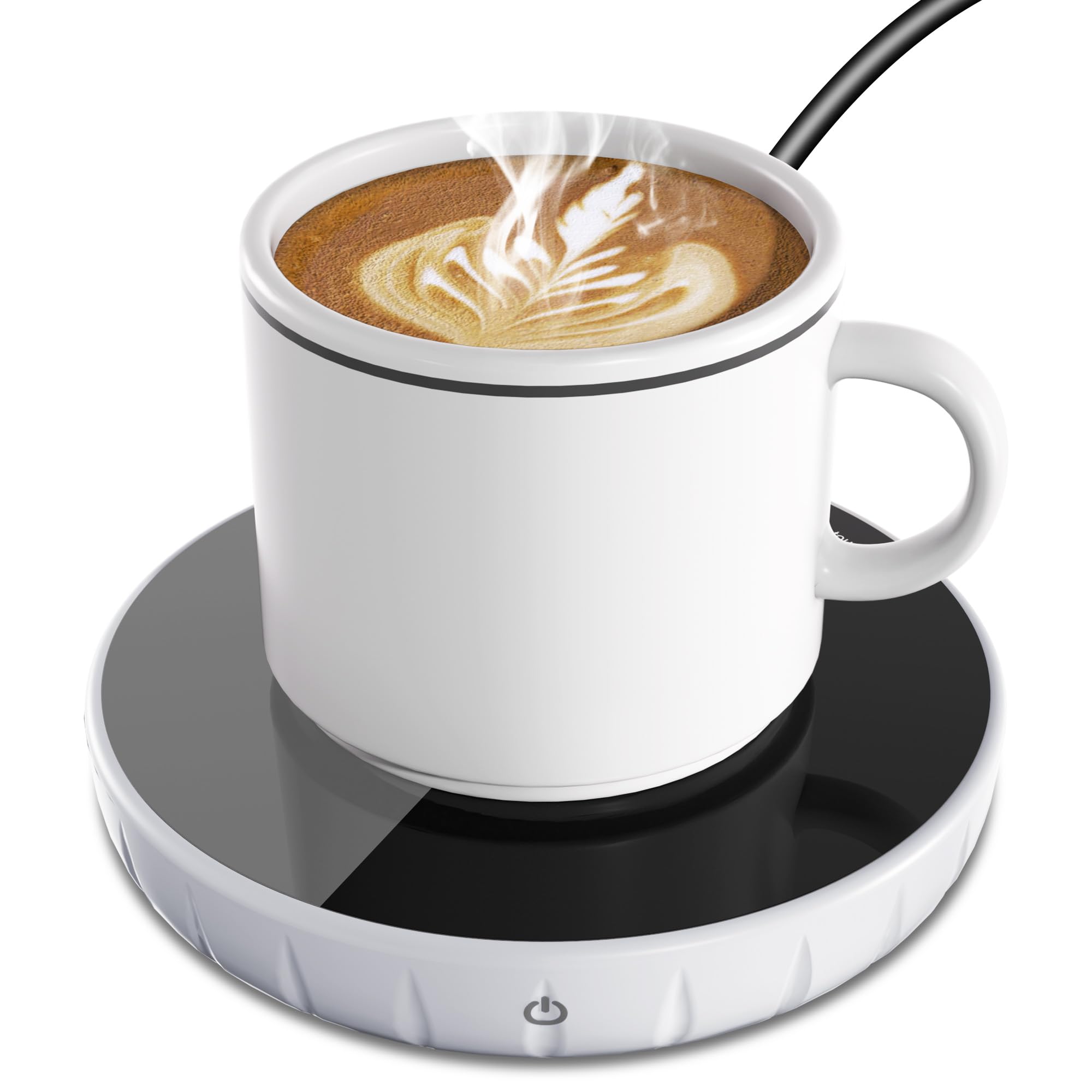 Calentador de tazas de café blanco con base térmica para escritorio