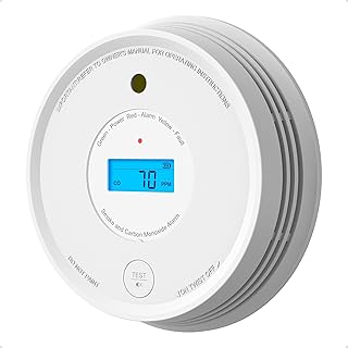 Smoke & Carbon Monoxide Alarm, AEGISLINK Wireless Interlinked Combination Smoke & Carbon Monoxide Alarm Detector, Replaceable Battery, Transmission Range over 250 m, SC-RF220 (RF Interlinked), 1-PACK