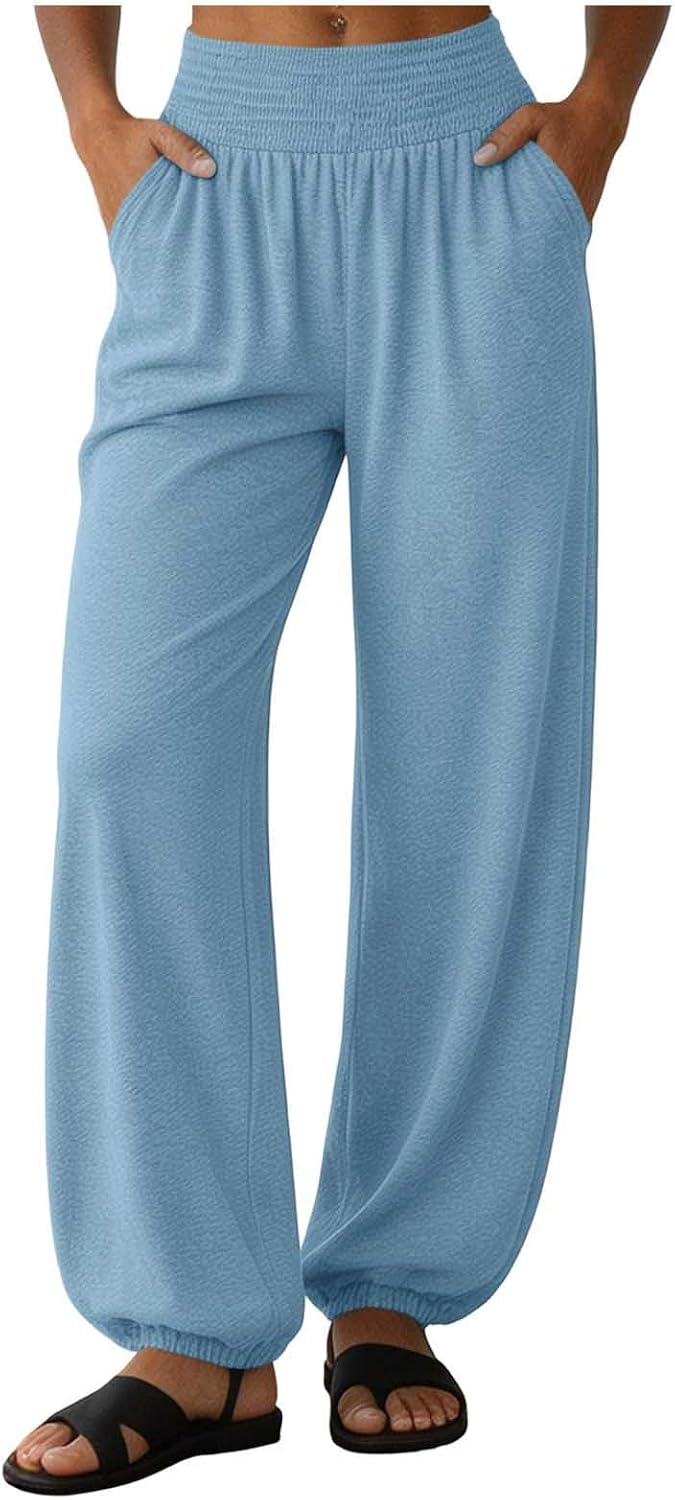 Sweatpants Women Workout Lounge Joggers Athletic Cinch Bottom Pants High Waist Loose Fit Cuffed Pants with Pockets