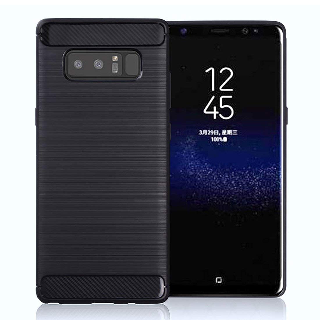 Amazon Brand - Solimo Carbon Fiber Texture Shockproof Back Case Cover for Samsung Galaxy Note 8 - Midnight Black