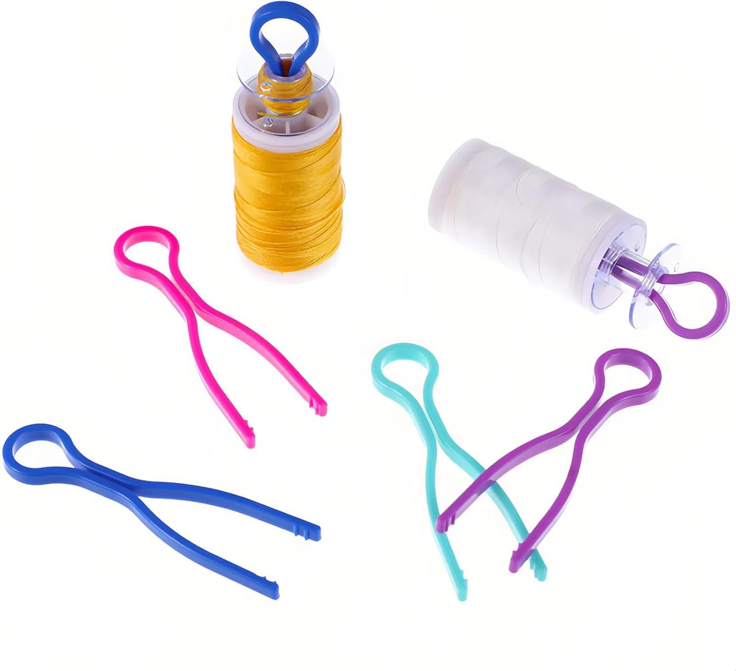 Plastic Bobbin Thread Holder Clips, 50/100 Pack, Assorted Colors, 2.64 Inch, Sewing Machine Accessories for Spool Organization (50)