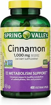 Cinnamon 1000 mg, 400 Capsules - Dietary Support Vegetarian Pack of 1