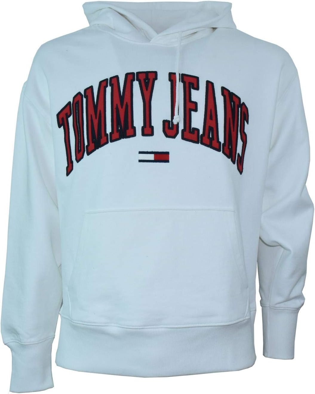 TOMMY HILFIGER men's hooded sweatshirt DM0DM06320 100 TJM CLEAN COLLEGIATE HOODIE L Bianco