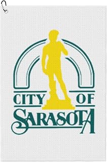 Flag of Sarasota, Florida Golf Towel 16 x 24 Inch Golf Towels for Golf Bags Polyester Golf Towel with Carabiner Clip Men and Women Golf Accessories