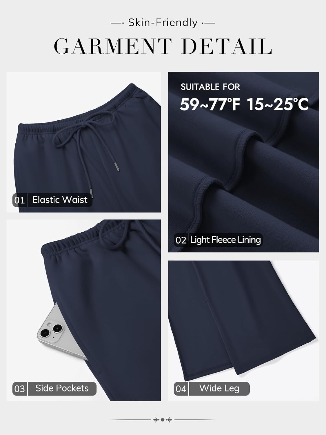 ATHMILE Womens Wide Leg Sweatpants Low Rise Baggy Pants Fall Fashion Lounge Lightweight Sweat Pants with Pockets