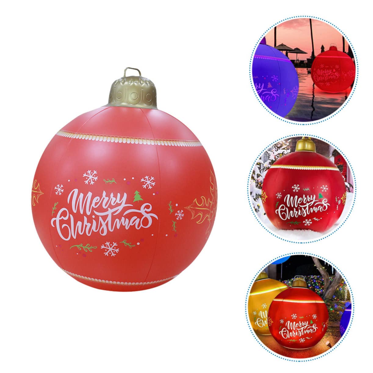 PRETYZOOM 5 Pièces Boule de Noel Gonflable Ballon Gonflable de noël surdimensionné Extérieur Decoration Noel Traditionnel Decoration Noel Gonflable Ballons d'or décoration Ballon Gonflable