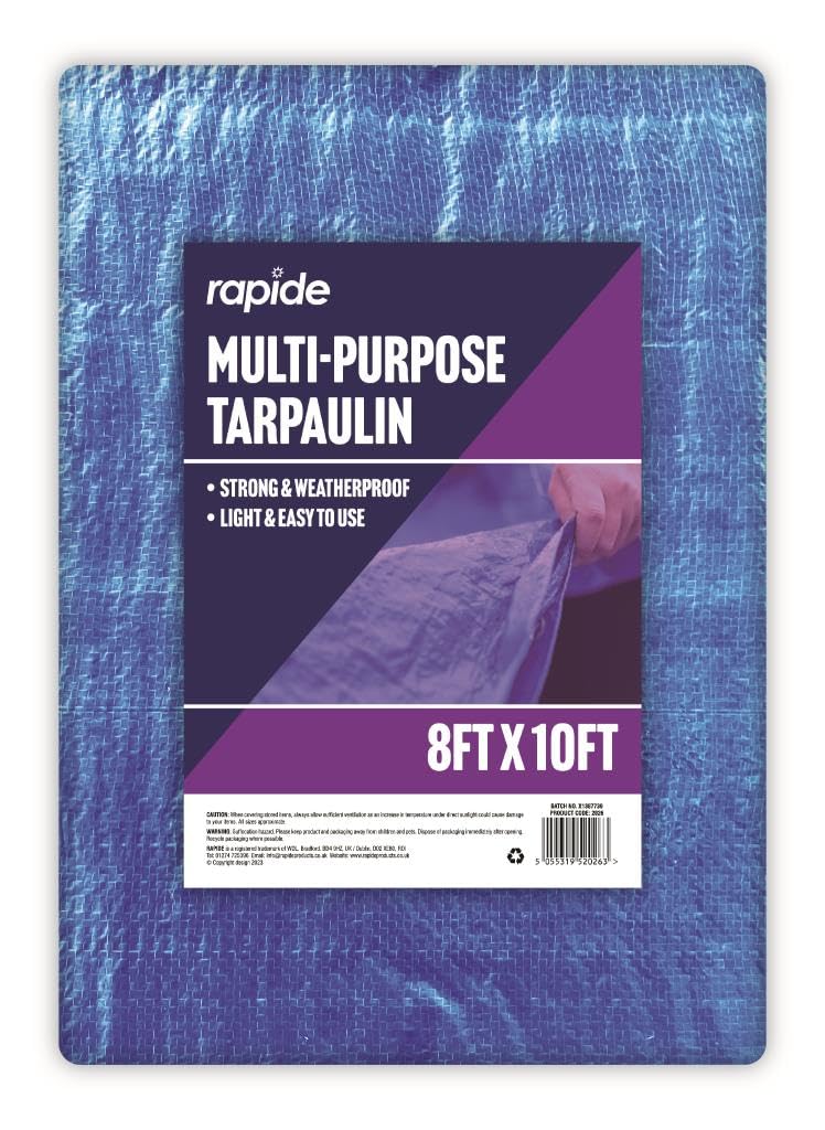 Multi-Purpose Heavy Duty Tarpaulin 8ft X 10ft – Waterproof, UV Resistant, Tear Proof Ground Sheet & Cover for Outdoor, Camping, Garden, Furniture, Construction & Car Protection 2026