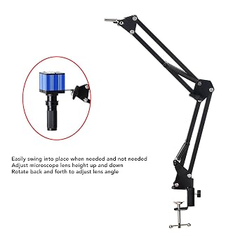 Microscope Articulating Arm Stand, Adjustable Articulating Magic Arm 360 Rotation Microscope Industrial Camera Arm Stand