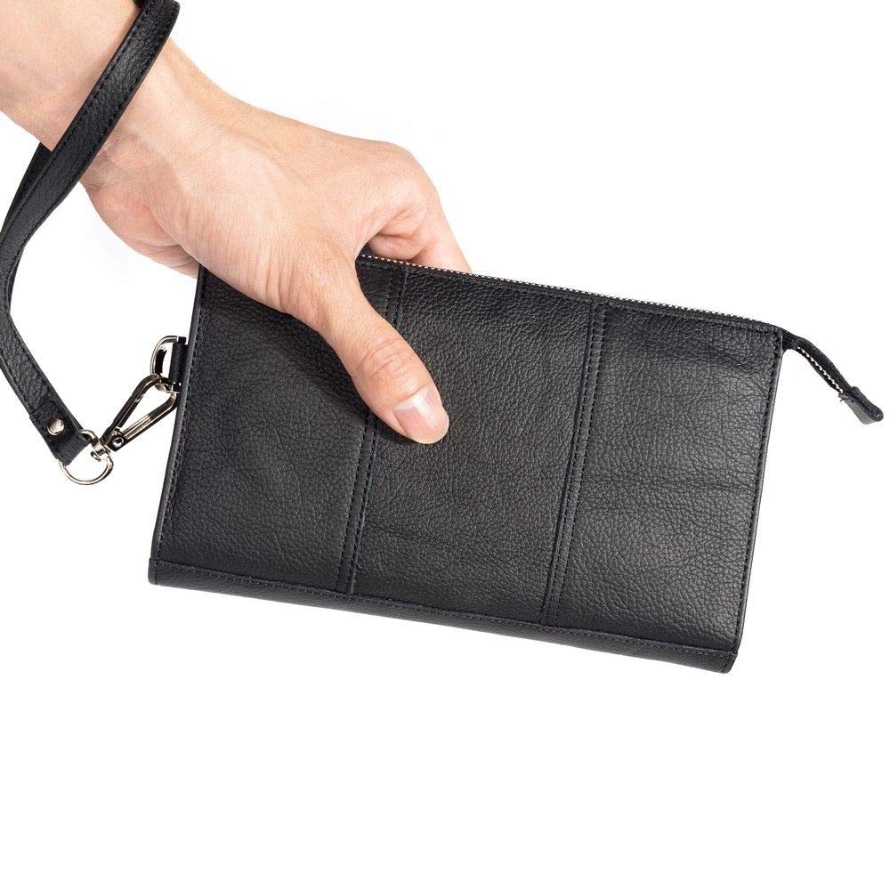 Genuine Leather Case Handbag for Huawei Y3 (2017) - Black