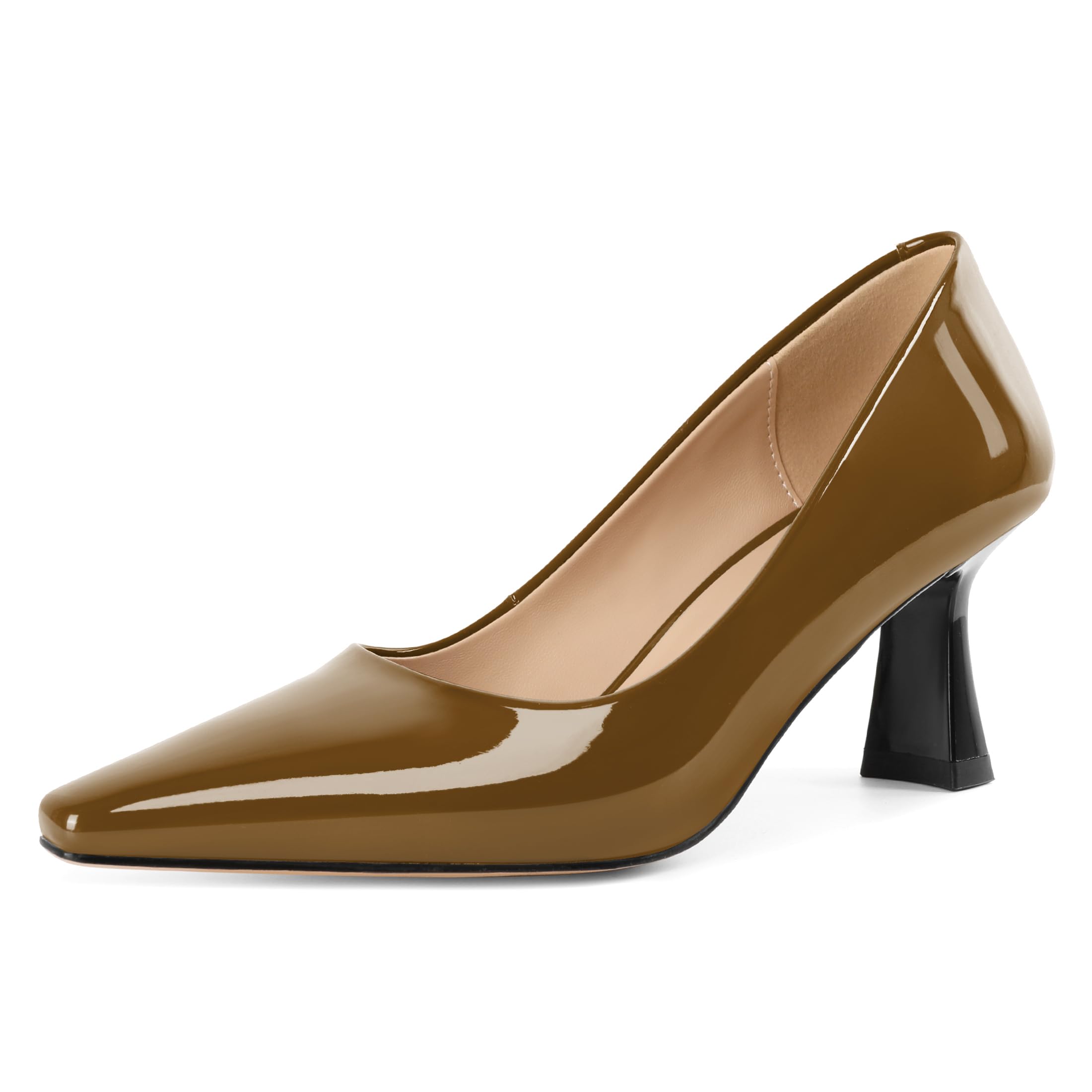 SAMMITOP Womens Kitten Heel Pumps Square Toe Comfortable Low Heels 2.5 Inch Office Work Dress Pump Shoes