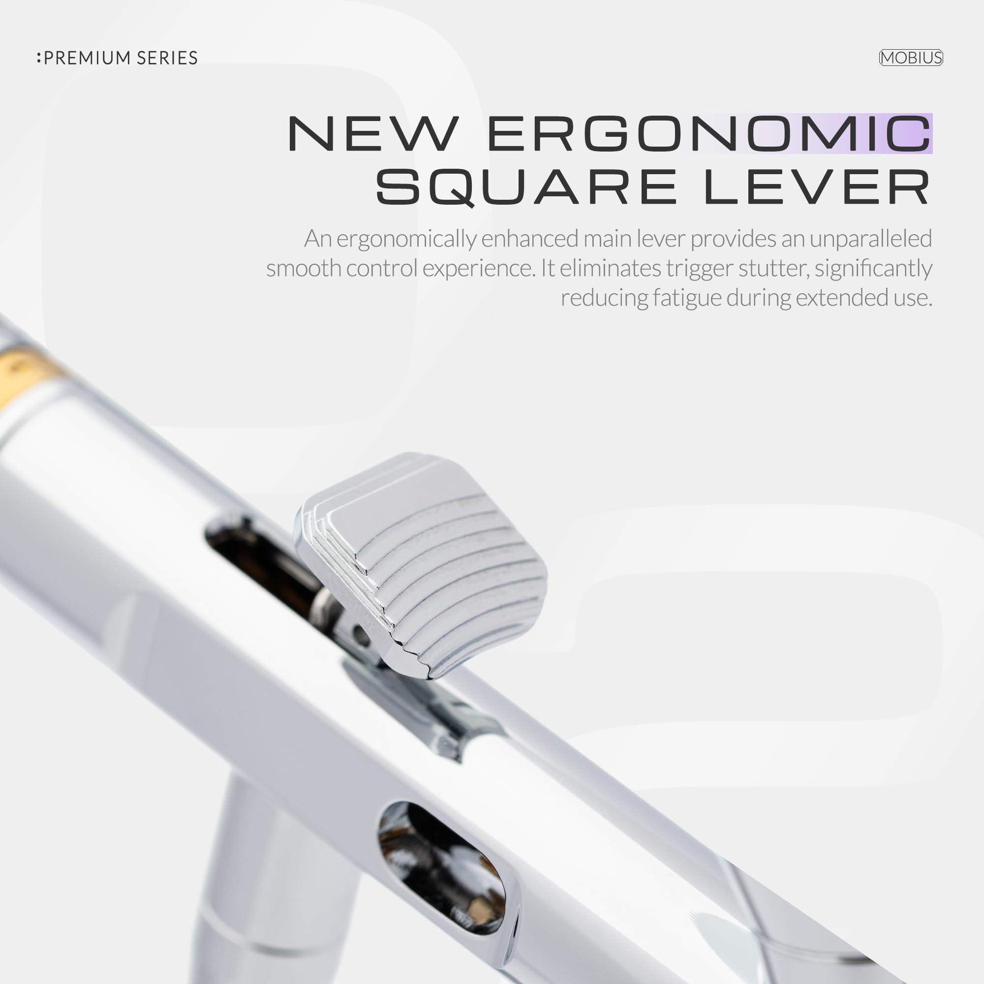 Gaahleri Aërograph Mobius 0,2mm Dysza MAC Cutaway | Dysza spiralna MAC, podgląd cutaway, regulacja napięcia, zbiornik lustrzany, kwadratowy dźwignia
