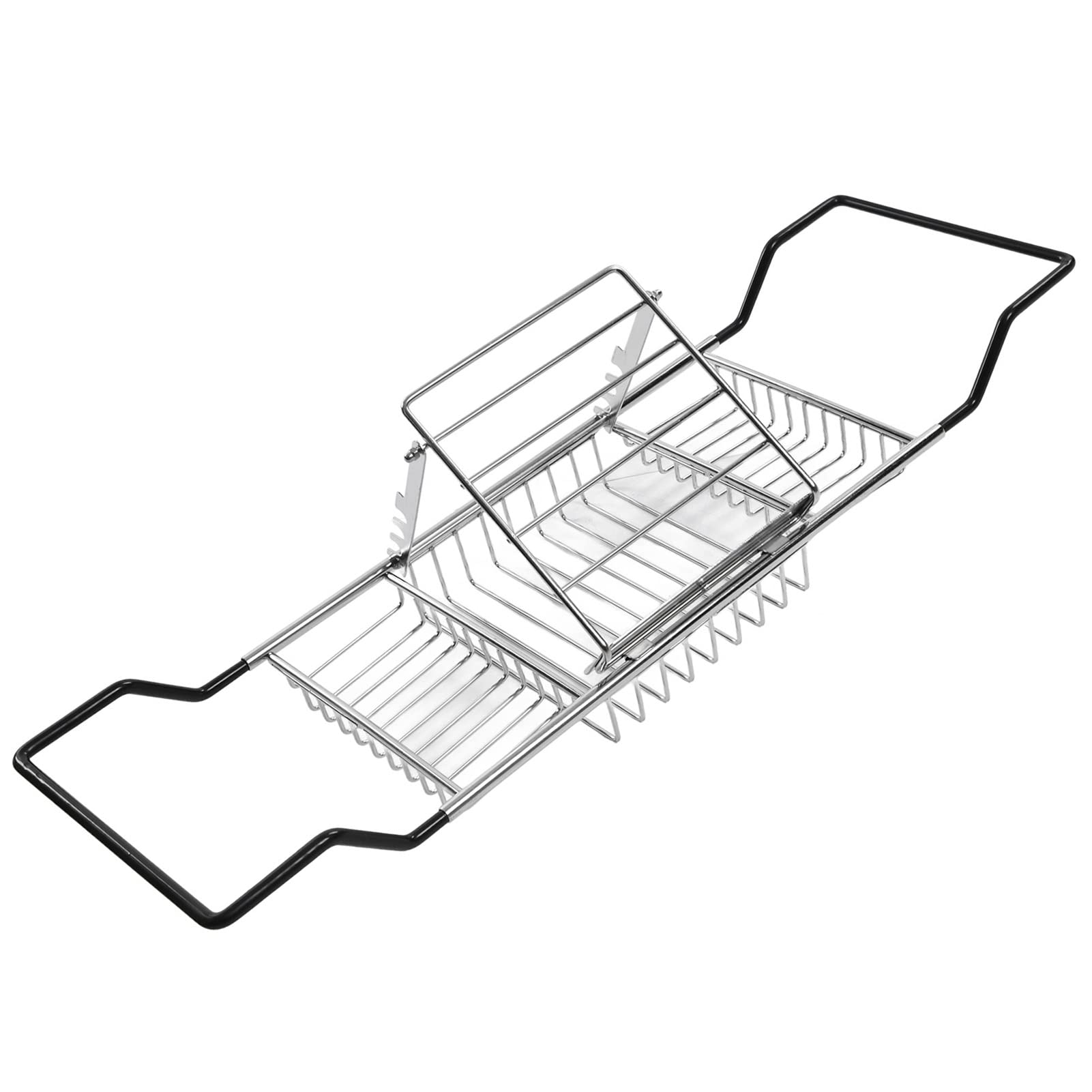 less Estante para bañera de acero, bandeja de metal para bañera, estante de baño retráctil para libros y copas de vino, bandeja para bañera de acero 304 less con soporte para