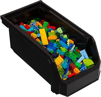 ReadySpace Plastic Containers for Organizing and Storage Bins for Closet, Kitchen, Office, Toys, or Pantry Organization, Medium, 8-Pack, Black | Open-Front Stackable Bins For Garage, Pantry, Closet & Office, 11