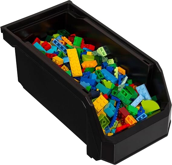 ReadySpace Plastic Containers for Organizing and Storage Bins for Closet, Kitchen, Office, Toys, or Pantry Organization, Medium, 8-Pack, Black | Open-Front Stackable Bins For Garage, Pantry, Closet & Office, 11