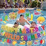 Schools Out for Summer Decorations: Last Day of School Decorations Happy Last Day Hello Summer Banner Summer Party Decorations End of School Year Party Decorations Pool Party Decorations