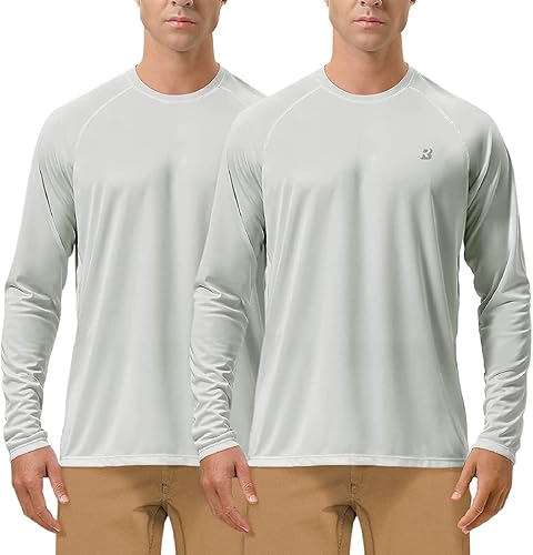 Roadbox - Camisetas de protección FPU 50+ para hombre, de manga larga, para correr, exteriores, senderismo, natación, pesca Paquete de 2 - Negro