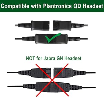 U10P Headset Adapter RJ9 Cable for Plantronics Quick Disconnect Headset | Plantronics QD Cord, Work with Polycom VVX411 VVX410 VVX311 VVX310, ShoreTel Avaya NEC Aastra Mitel Nortel Landline Phones