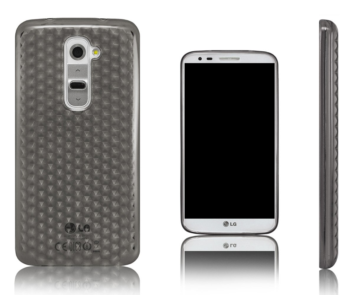 XcessorDiamond - Flexible TPU Gel Case For LG G2. Grey / Transparent