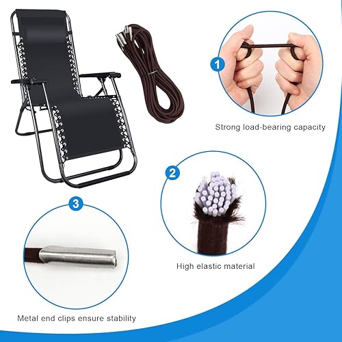 Miniatura 4 de Cable de repuesto universal para silla de gravedad cero, paquete de 4 herramientas de reparación de cables elásticos para reparar sillas de gravedad