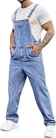 Runcati Men's Slim Fit Denim Bib Overalls Adjustable Strap Jumpsuit Casual Workwear Romper