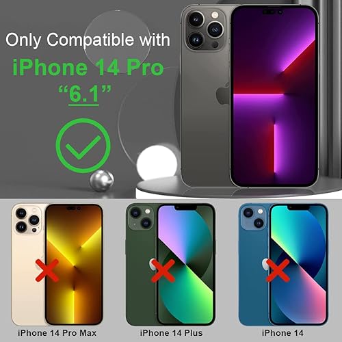 Miniatura 2 de KEZiHOME Funda tipo cartera para iPhone 14 Pro, de piel auténtica, bloqueo RFID, ranuras para tarjetas, soporte, a prueba de golpes, funda magnética