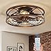 Produktbild E27 Retro Deckenventilator Mit Beleuchtung und Fernbedienung Schlafzimmer Lampe Leise Fan Deckenleuchte Industrial Ventilator Deckenlampe Vintage Eisenkäfig Pendelleuchte Wohnzimmer Küche Lüfter Licht