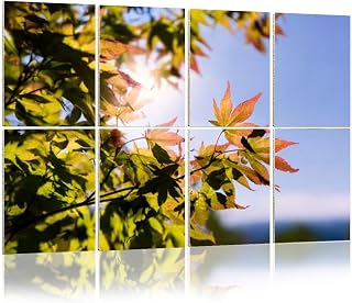 8 Pack Art Acoustic Panels Sunlight Maple Leaves Tree Branch Decorative Sound Absorbing Wall Panels 48"x32" Noise Canceling Soundproof Padding Office Room Decor